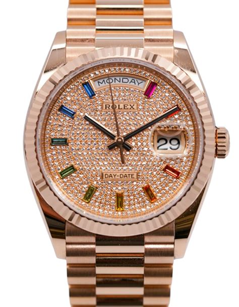 rainbow baguette rolex|rolex diamond set watch.